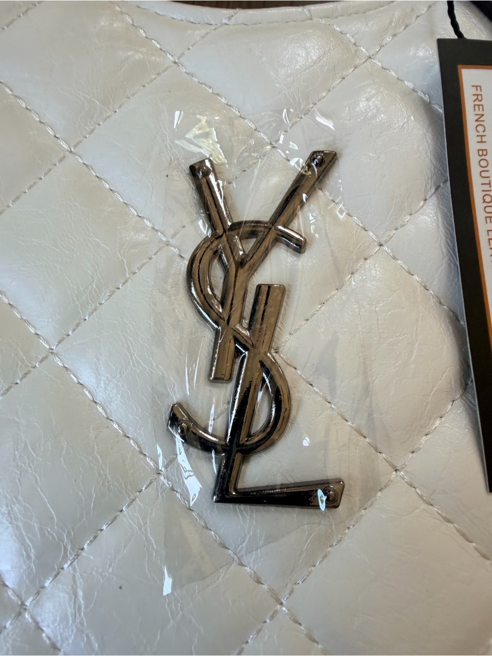 NEW SEALED Source Unknown YSL White PU Leather Niki Medium Tufo Classic Handbag - Picture 13 of 15